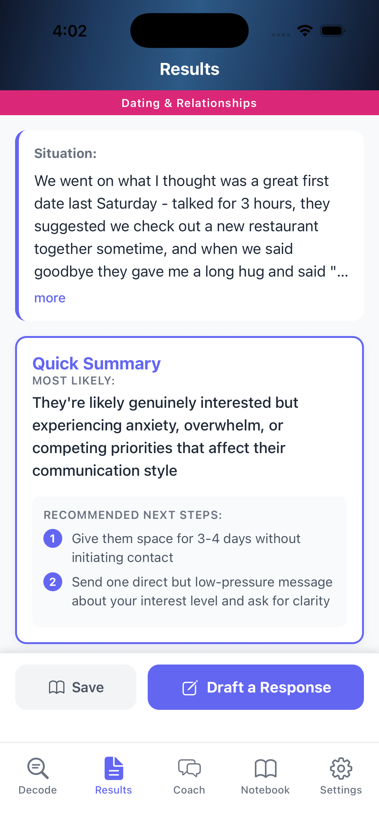 Dating mode screenshot 2