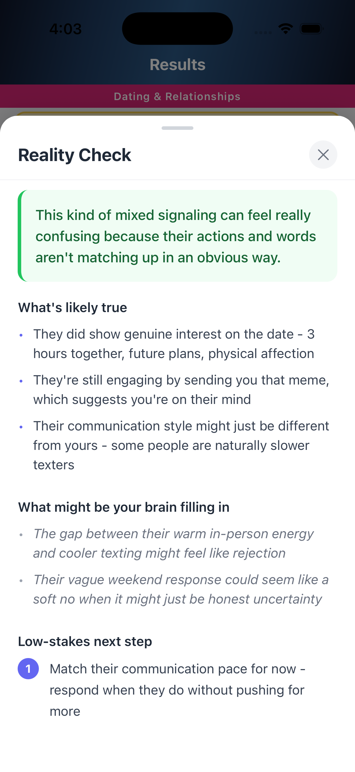 Dating mode screenshot 4