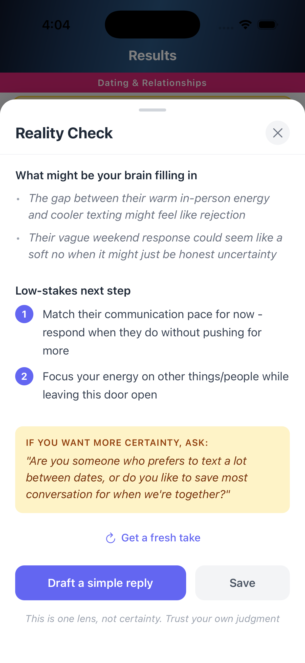 Dating mode screenshot 5