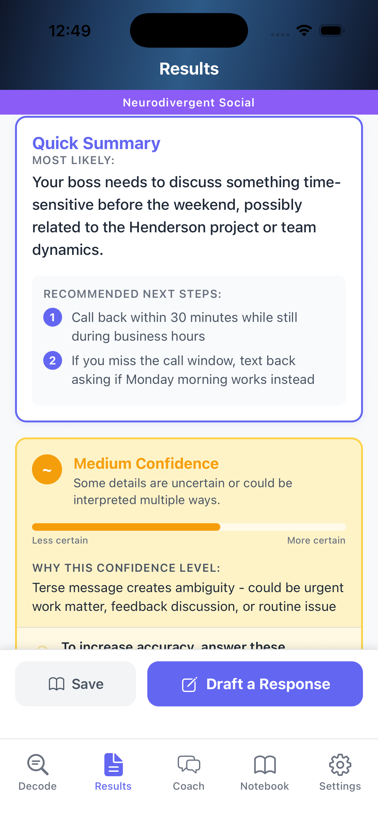 Neurodivergent mode screenshot 3
